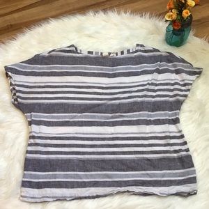 Artisan NY 100% L Linen Top - Blue/White Stripe